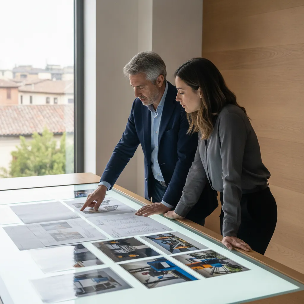 Perito e collaboratore al lavoro in uno studio tecnico moderno